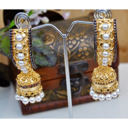 Royal Ethnic Gold Jhumka Earrings